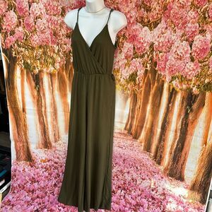 Fashion Nova Olive Green Wide-Leg Jumpsuit Women Size Small | Stretch Ribbed Fit